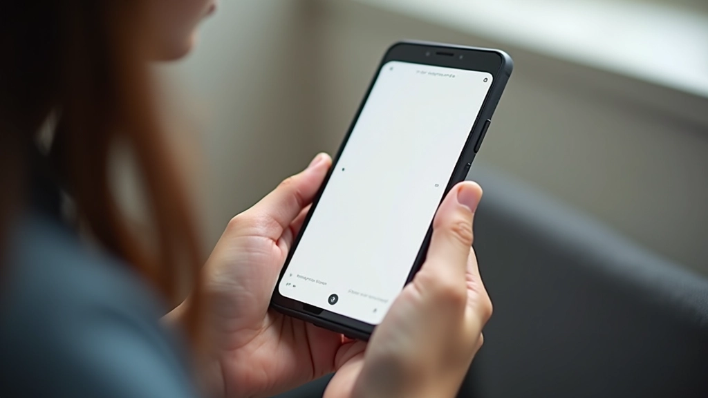 Mobile-Smartphone zeigt Portfolio mit Richtungspfeilen und visuellen Scroll-Indikatoren am unteren Rand