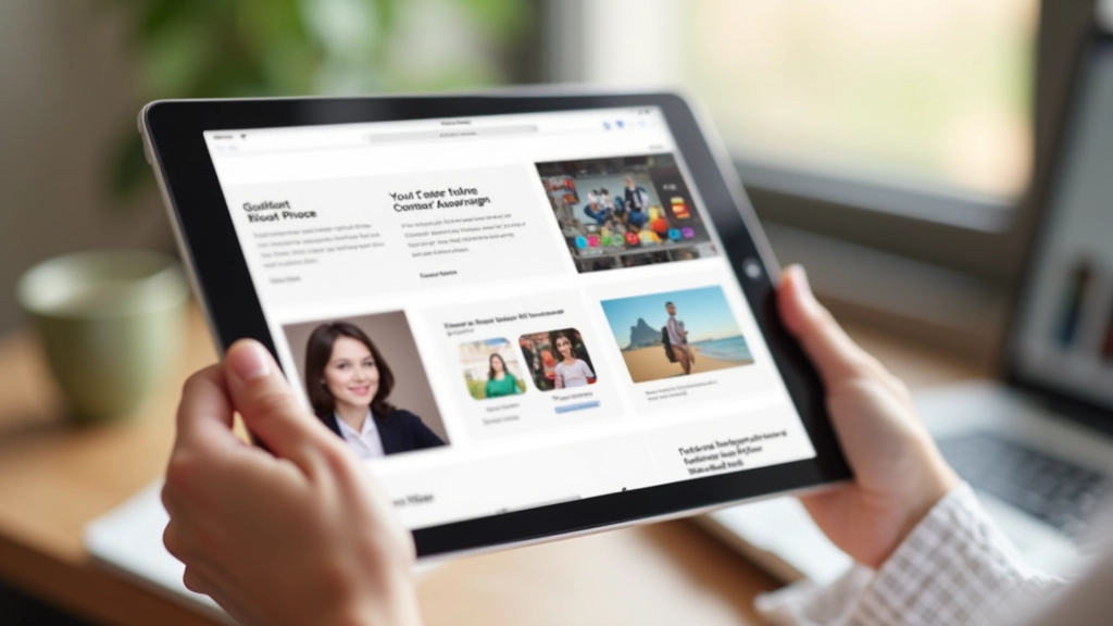 Tablet-Gerät zeigt eine responsives Hybrid-Layout mit umgeflossenen Inhalten auf Mobilgeräten